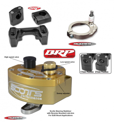 CRF450X'19-26 Scotts Steering Stabilizer w/Adjustable Sub Mount